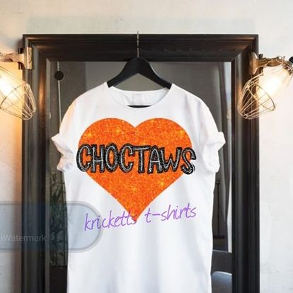 Choctaws Orange Glitter Heart Spirit Wear